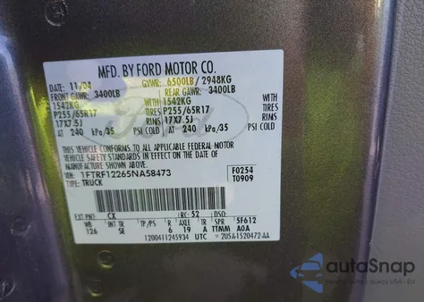 2005 Ford F-150 Stx from USA, damaged, VIN 1FTRF12265NA58473